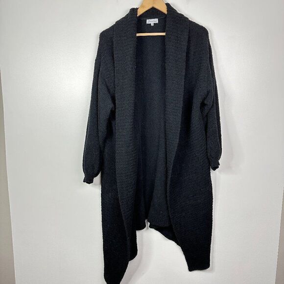 Twosisters The Label Apollo Open Front Long Cardigan Sherpa Teddy Knit Black S/M - Picture 6 of 10